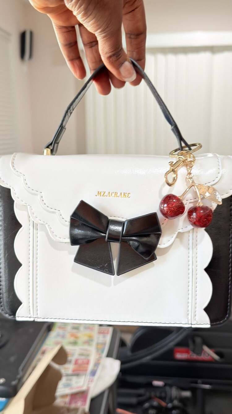 MZACRAKE Lolita-Style Bowknot Decor Satchel with Cherry Charm - Picture 2 of 5